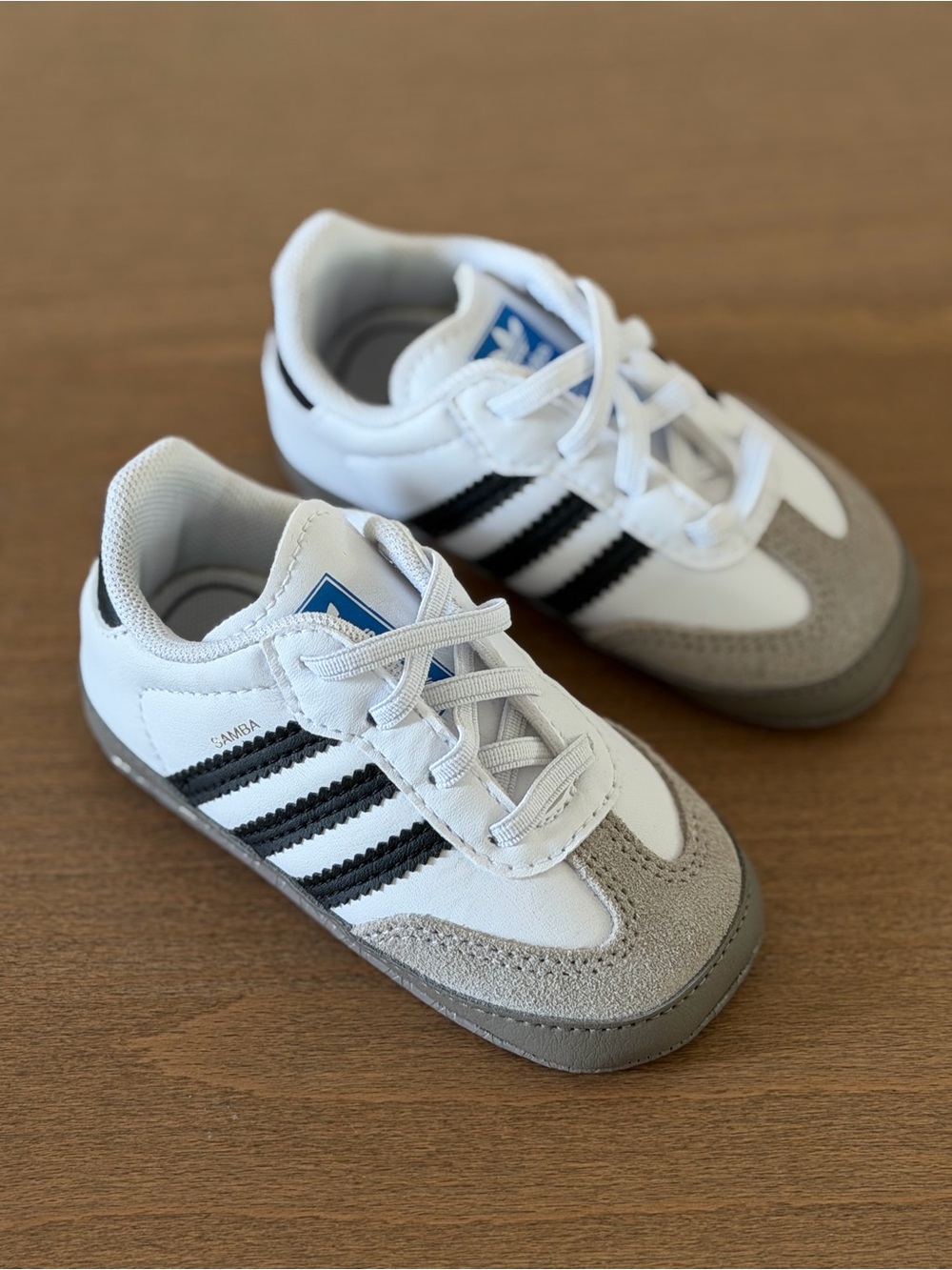 ADIDAS INFANTS Samba White & Black Casual Ortholite Sneakers 4K, Like New